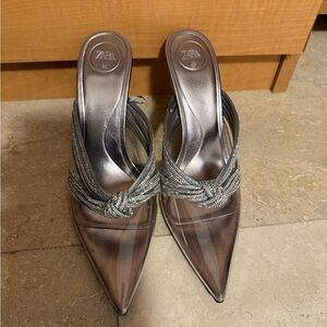 Zara Metallic Silver Women's Heels